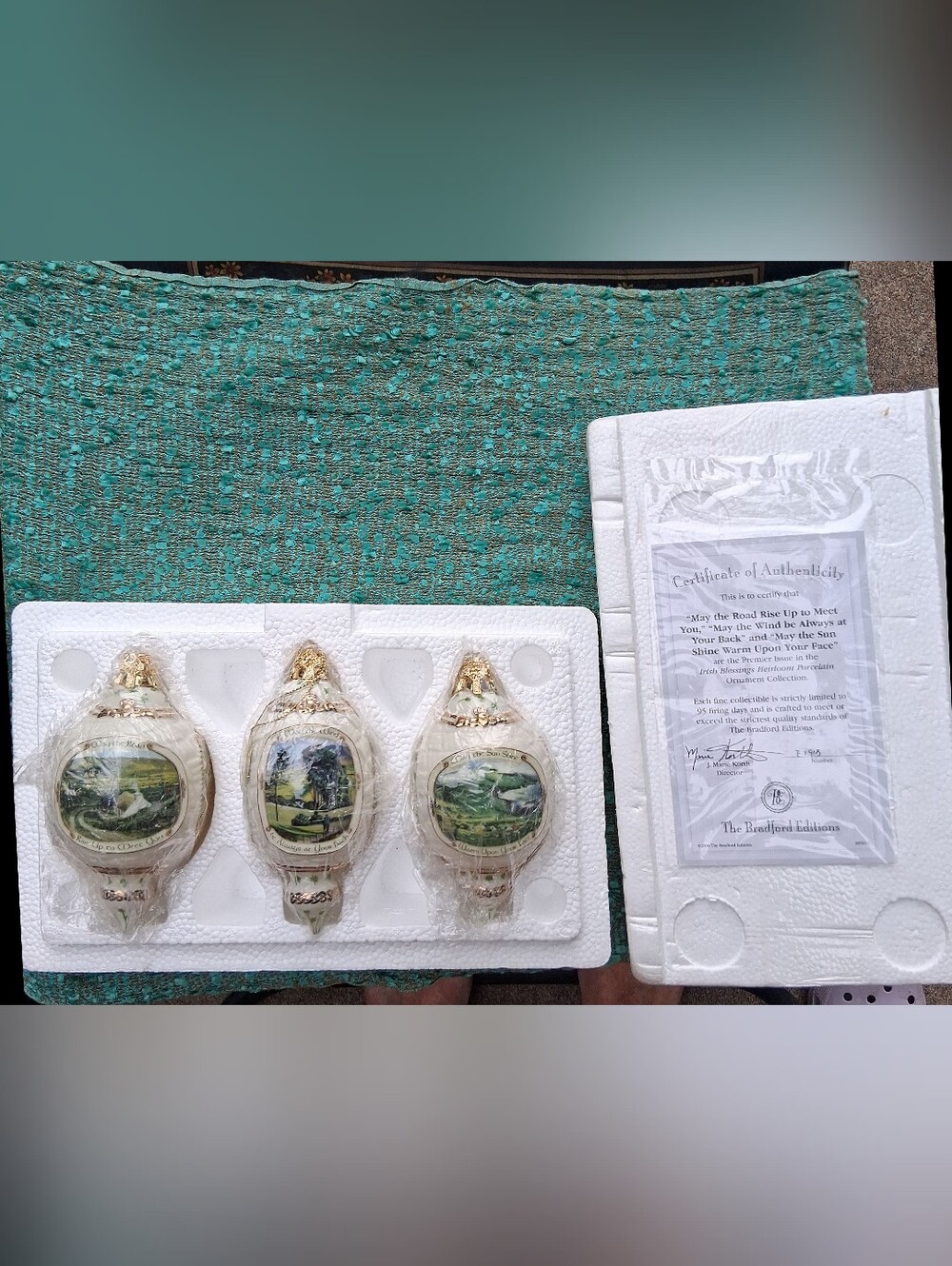 The Bradford Exchange White and Gold Scenic Teardrop Ornaments (Set of 3)